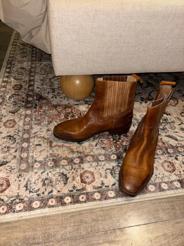 Square toe leather festival boots Brown Size 6 - Image 4