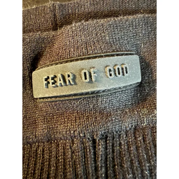 Fear of God Essentials Womens Black Ribbed Knit High Waisted Leggings Large 3637 - Image 4