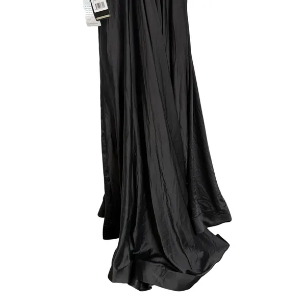 La Femme Black Long Satin Prom Gown Dress with Side Slit Full Skirt Size 0 NWT - Image 8