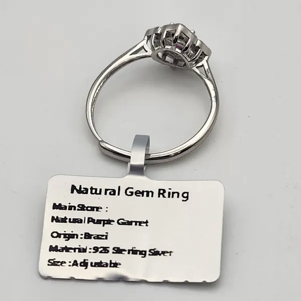 NWT Sterling Silver & Natural Purple Garnet Adjustable Ring - Image 4