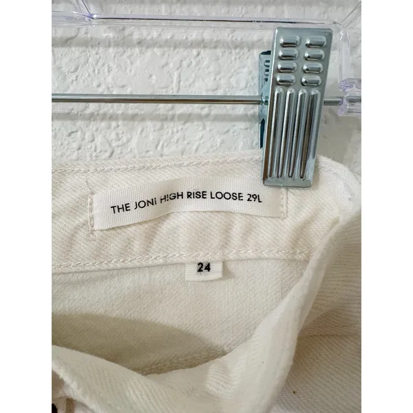 Aritzia Denim Forum The Joni High Rise Loose Jeans 24 White Ecru Straight Leg - Image 6