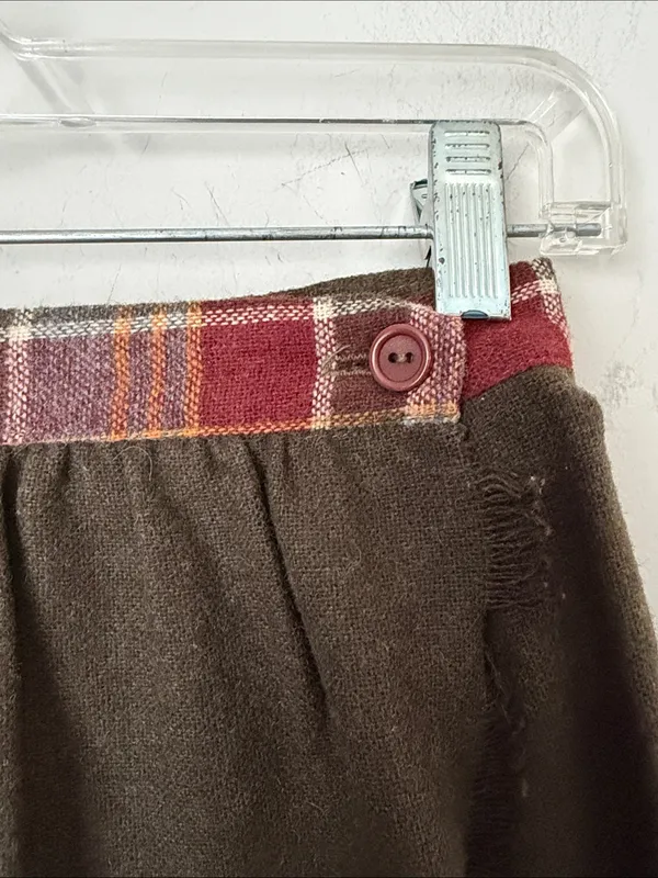 Vintage 70s/80s Claude Plaid Fringe Midi Skirt XS 🔴 - Image 2