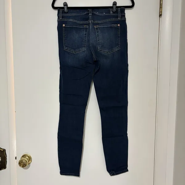 7 For All Mankind Ankle Skinny Stretch Denim Jeans Blue Button Zip Logo Bair 28 - Image 6