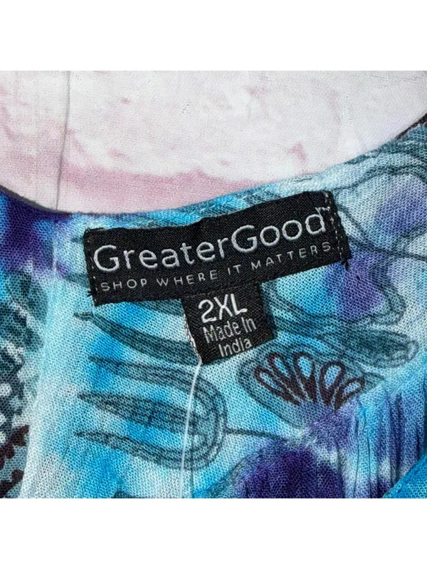 GreaterGood Blue Patterned 2X Tunic Top NWT - Image 3