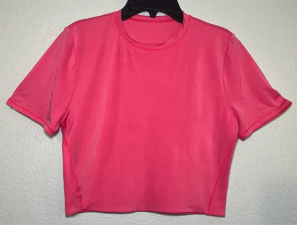 Lululemon Wundermost Ultra-Soft Nulu Crewneck Cropped T-Shirt Glaze Pink XS - Image 3