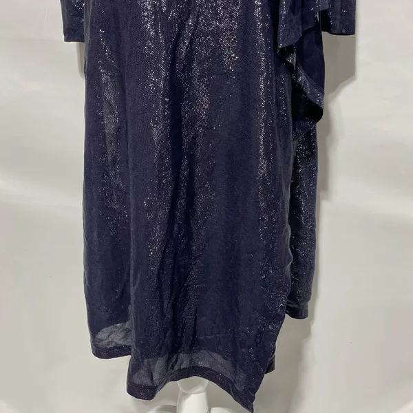 & Other Stories Sheer Metallic Long Sleeve Midi Wrap Dress Navy Blue Size 2 - Image 6