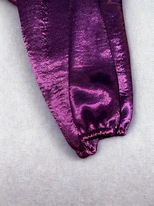 She + Sky Plum Purple Metallic Wrap Romper Long Sleeve Tie Waist Size L NWOT - Image 4