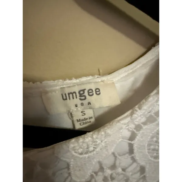 Umgee‎ White Floral Crochet Lace Short Sleeve Shift Mini Dress Women S Bridal - Image 5
