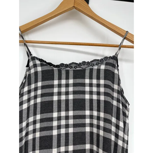 Zara Black White Gingham Lace Slit Shark-bite‎ Hem Size S Y2K Grunge Boho Punk - Image 5