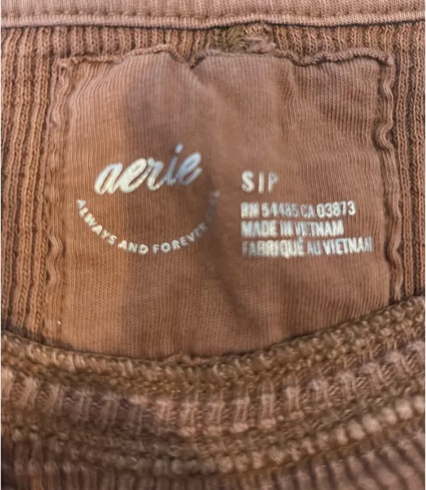 Aerie brown cropped waffle tee S - Image 4