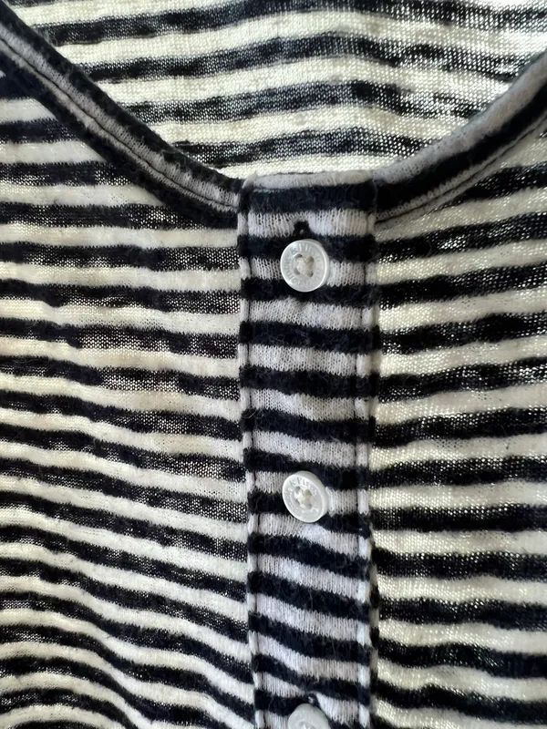 Abercrombie Blue & White Button Peasant Soft Stripe Tank Top - Image 3
