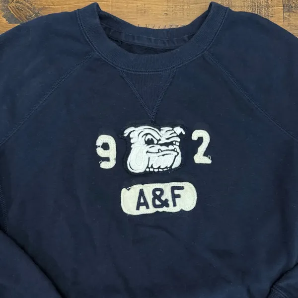Abercrombie & Fitch Womens Graphic Sweatshirt Navy Blue Bulldog A&F Pullover - Image 2