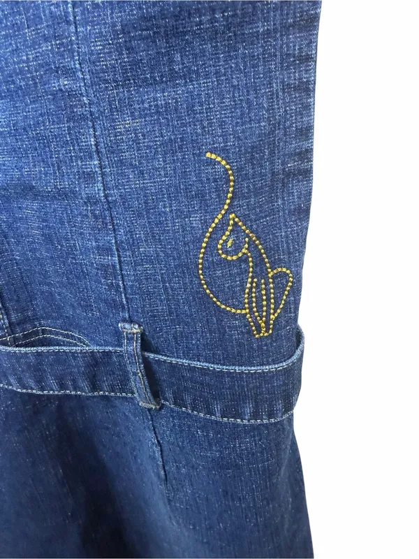 Baby Phat Y2K Vintage Denim Dress Western Belted Mini Iconic Trendy Size L - Image 7