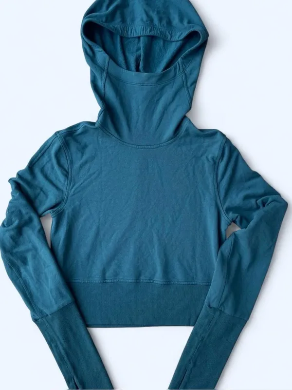 Lululemon Fleece Modal Long Sleeve Hoodie Green Jasper Yoga Pilates Activewear 4 - Image 4