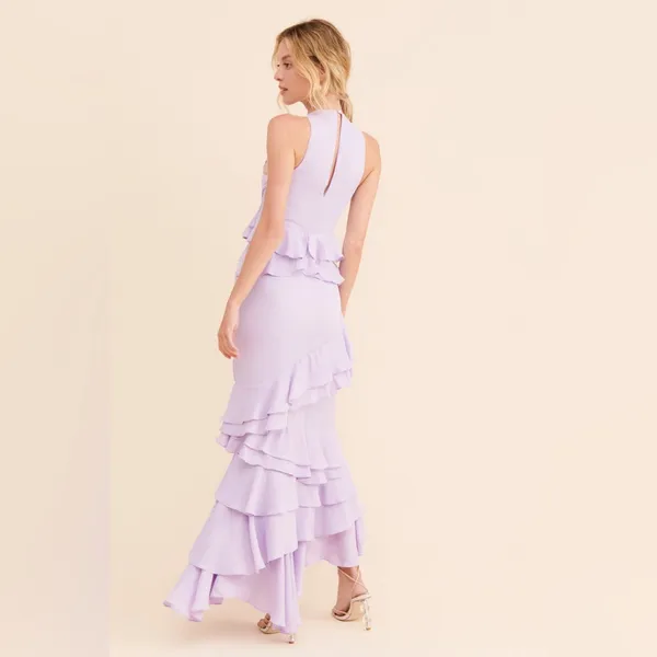 Anthropologie by Let Me Be Femme Ruffle Maxi Lavender Dress Size Medium - Image 2