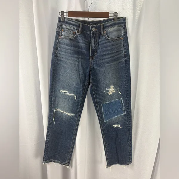 American Eagle strigid super high‎ rise ankle straight jeans SAMPLE Size 8 EUC - Image 2
