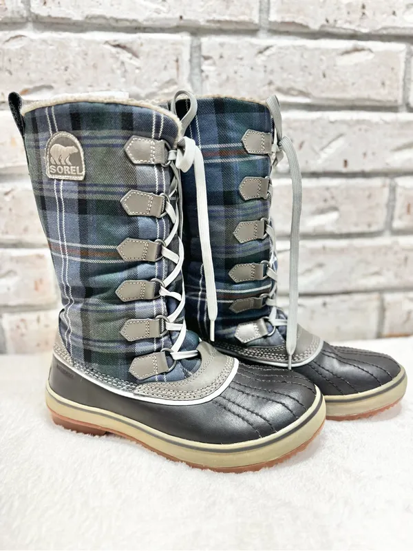 Sorel Tivoli High Plaid Lace-Up Waterproof Winter Boots Size 7.5 - Image 5