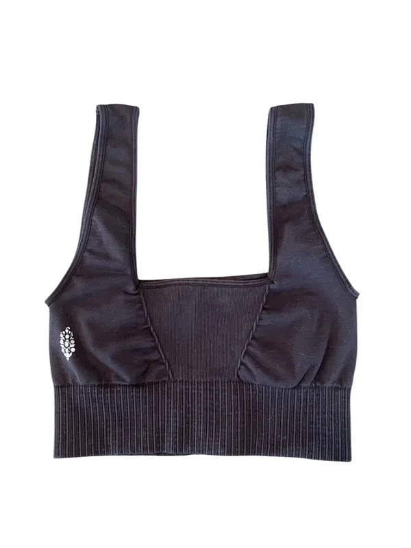 Free People Good Karma Bra Top Gray Athleisure Activewear Casual Beach Summer - Image 2