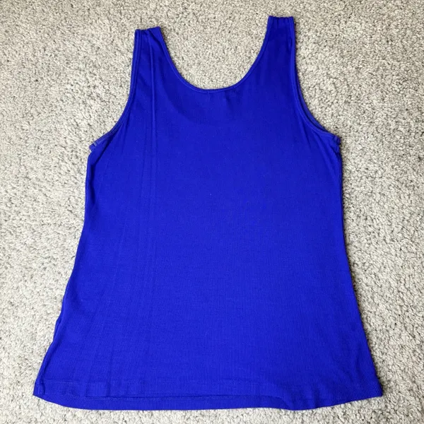 Calvin Klein Womens XL Purple Ribbed Rhinestone Embellished Tank Top Scoop Necke - Image 2