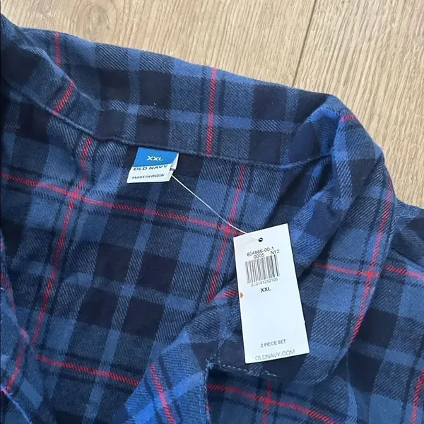 Old Navy Two Piece Pajama Sleepwear, Blue/Red Flannel, Size XXL, NWT - Image 6