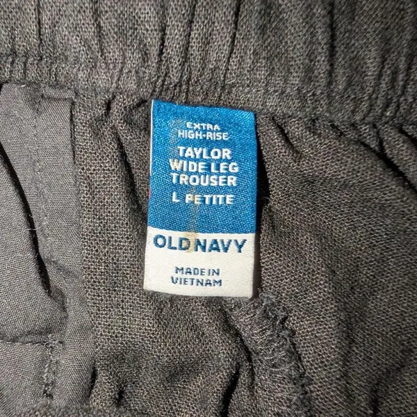 Old Navy Taylor Wide Leg Trouser Black Linen Pant, size Large PETITE - Image 2