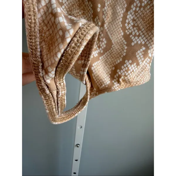 Aritzia Beige Snake-Print Square Neck One-Piece - Image 4