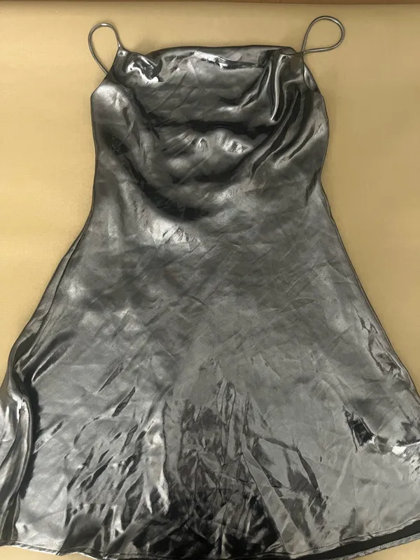 Zara Metallic Silver Slip Dress - Image 2