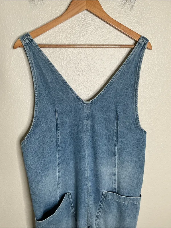Free People - We The Free High Roller Jumpsuit blue medium - Image 2