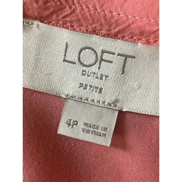 Loft Datlet Pink Button Down Short Sleeve Women’s Dress-Shirt Size 4P - Image 5