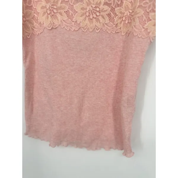 The Limited Cami Top Women S Pink Floral Lace Ribbed Knit Y2K Coquette Fairycore - Image 3