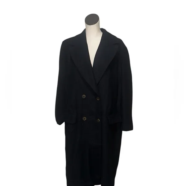 NEW Black Oversized Double-Breasted Blazer Coat Classic Tailored 1X Wool Blend - Image 2
