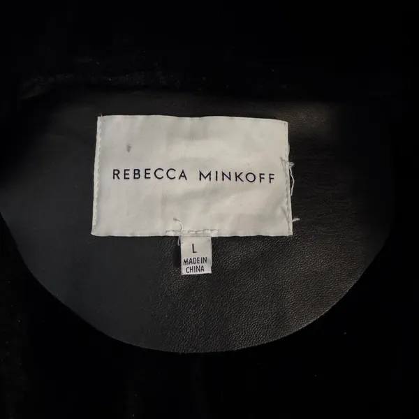 1553‎ | Rebecca Minkoff Vegan Leather Shearling Moto Jacket Black Womens L - Image 5