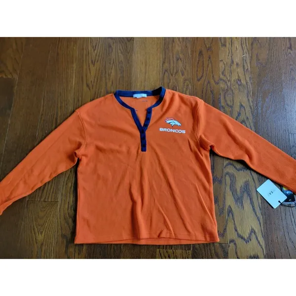 Denver Broncos WEAR by Erin Andrews Woman's Henley Long Sleeve T-shirt B5 - Image 7