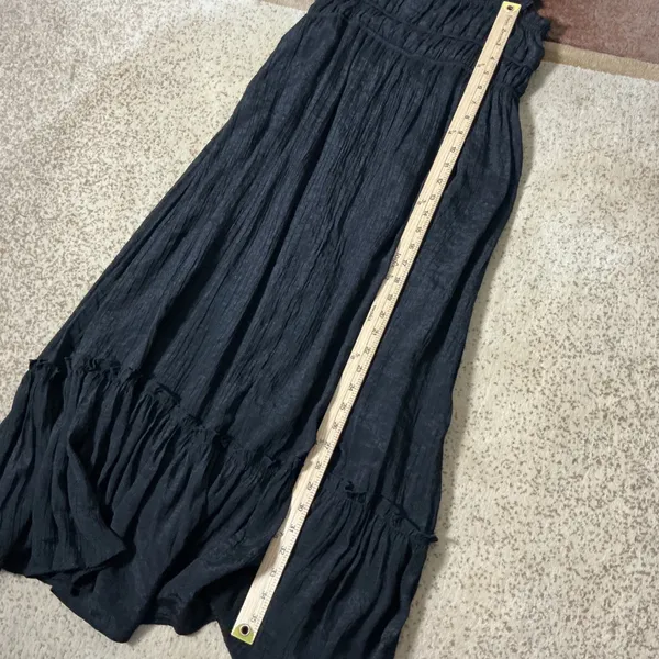 Just Found Smocked Ruffle Midi Dress Womens Large Black Tiered Textured JDW2567 - Image 3