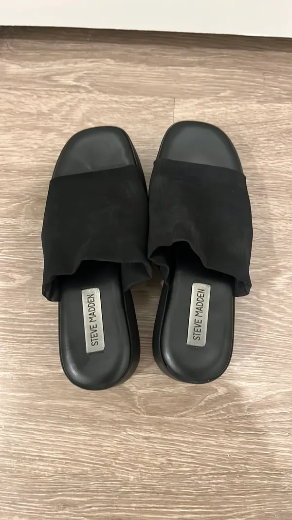 Steve Madden Platform Sandals Black Espadrille - Image 3