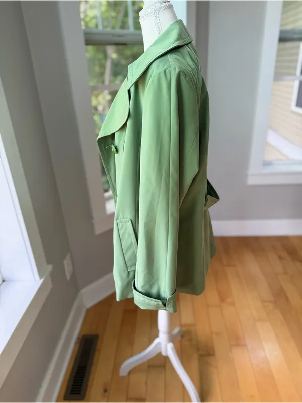 Croft & Barrow Light Green Short Trench Coat Size XL - Image 2