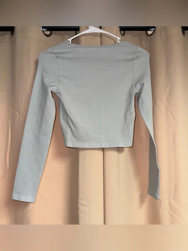 oqq long sleeve top Silver Size M - Image 2