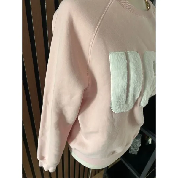 UGG Madeline Sweatshirt Womens extra Small Ashen Rose Fuzzy Logo Crewneck Sweate - Image 2