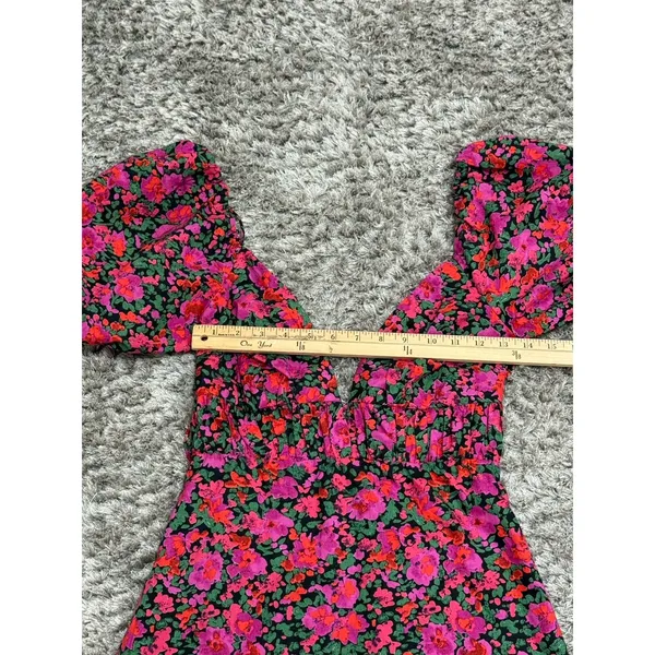 Hello Molly Floral Mini Dress Open Back Puff Short Sleeve Party Summer NWT 4 - Image 14