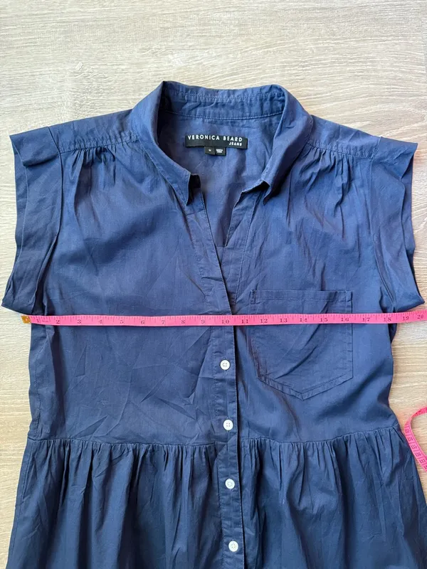 VERONICA BEARD Trisha Tiered Button-Front Mini Shirtdress Medium - Image 11