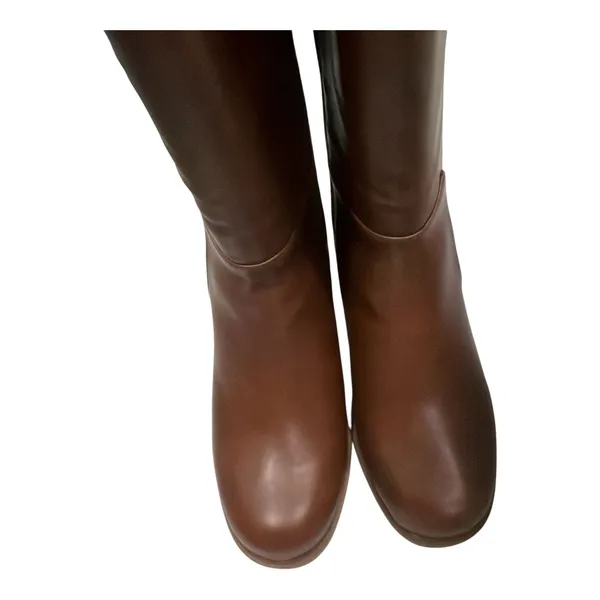 On 34th Priscillaa Tall Knee High Boots Burnt Copper Brown Block Heel 10M NIB - Image 4