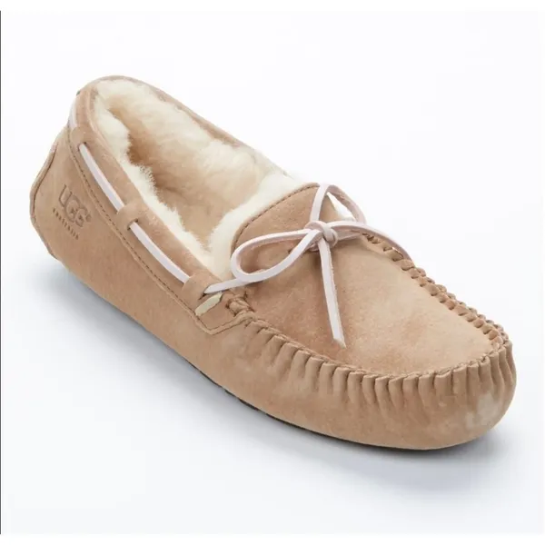 Ugg Women's Sz 11 Dakota Slipper Leather Nubuck Beige Tobacco Slip On Shoes 5612 - Image 2