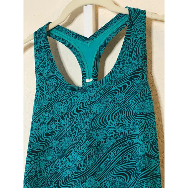Lululemon Women Kitakami Viridian‎ Green Black CRB Cool Racerback II Tank Sz 2 - Image 2