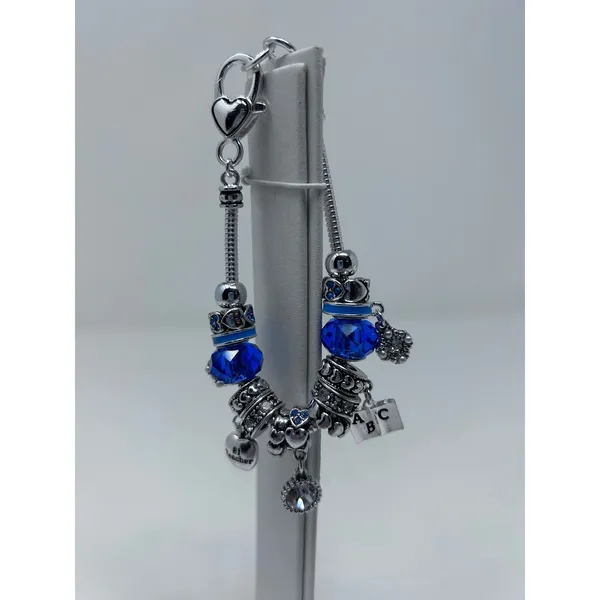 Teacher Charm Bracelet Blue Apple #1 Teacher Book ABC Heart Spacers 8"‎ Long - Image 3