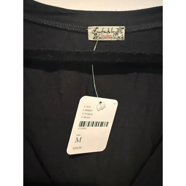 Intimately Free People Black V-Neck Short Sleeve Bodysuit FP200101 Medium NWT - Image 2