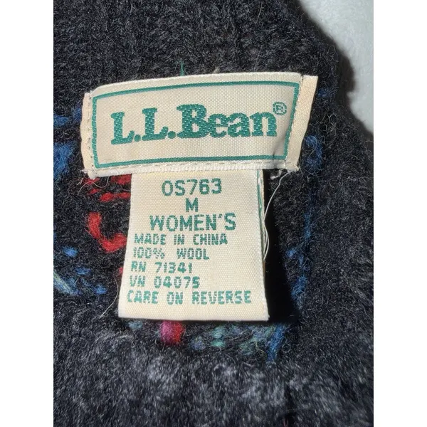 Vintage LL Bean Womens Aztec Print Mock Neck 100% Wool Sweater Size M - Image 7