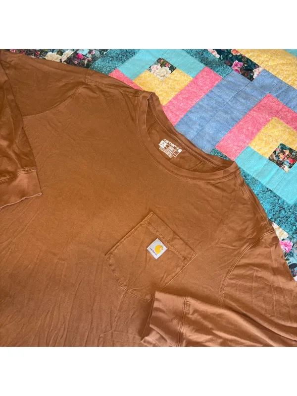 Carhartt Woman’s 2X 20-22W Loose Fit Long Sleeve Pocket T-Shirt Brown 106121BRN - Image 2