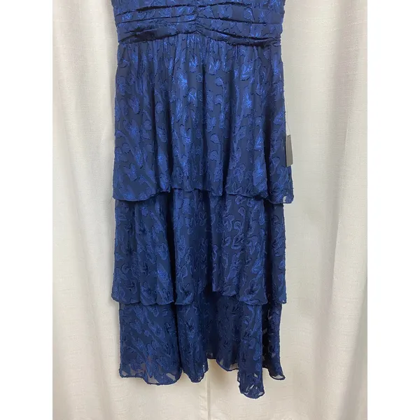 Lulus Navy Blue Make It Mesmerizing Jacquard Tiered Midi Dress Sz.L NWT - Image 7