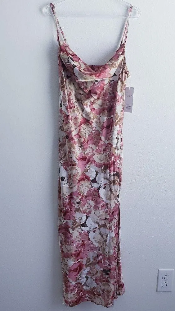 Tsher Floral Spaghetti Strap Slit Maxi Dress New - Image 2