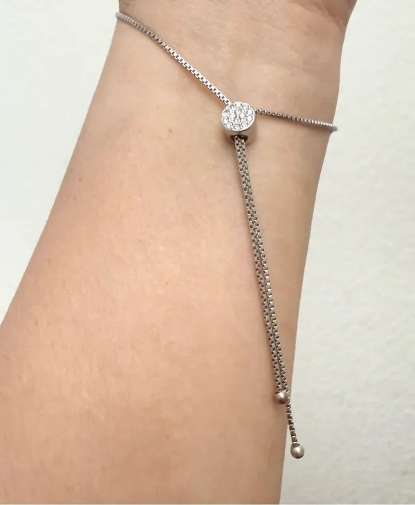 Brilliance Swarovski Crystal Silver-tone Slider Adjustable Bracelet 5g. - Image 6